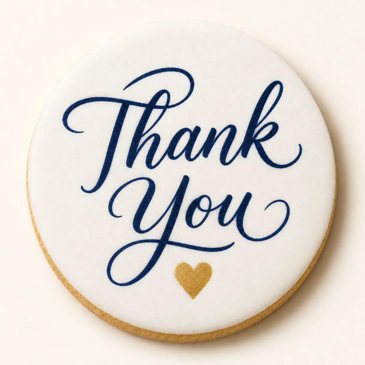 A personal thank-you message printed on a cookie